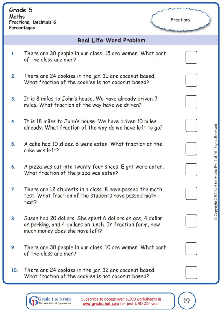 Cbse Class 7 Maths Fractions And Decimals Worksheets